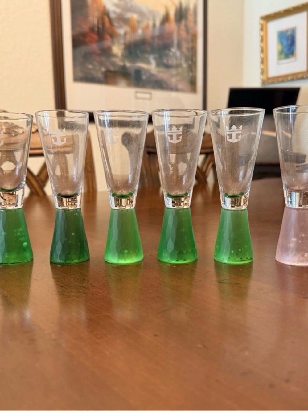 Royal Caribbean Crown & Anchor Shot Glasses Set of 8 Colorful Cruise Souvenirs
